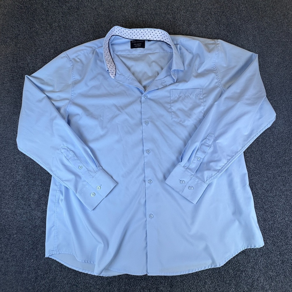 Alex Vando Cool Comfort Shirt Men 2XL Light Blue 4 Way Business Office Button Up